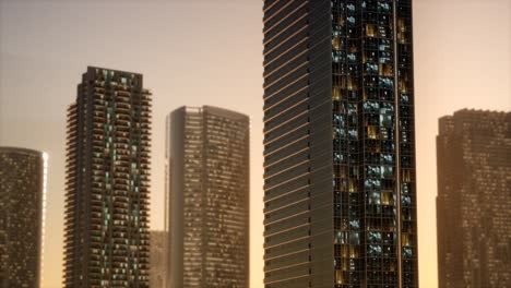 sunset-aerial-shot-of-skyscrapers-of-business-centre